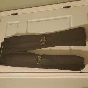 Distressed grey denim jeans bootcut